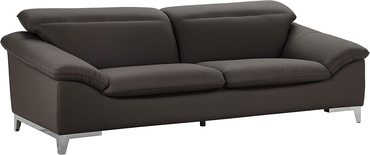 Mivano Ledersofa Teresa, Moderne 3-Sitzer Couch mit verstellbaren Kopfstützen, 235 x 84 x 109, Kunstleder Braun Bild 1