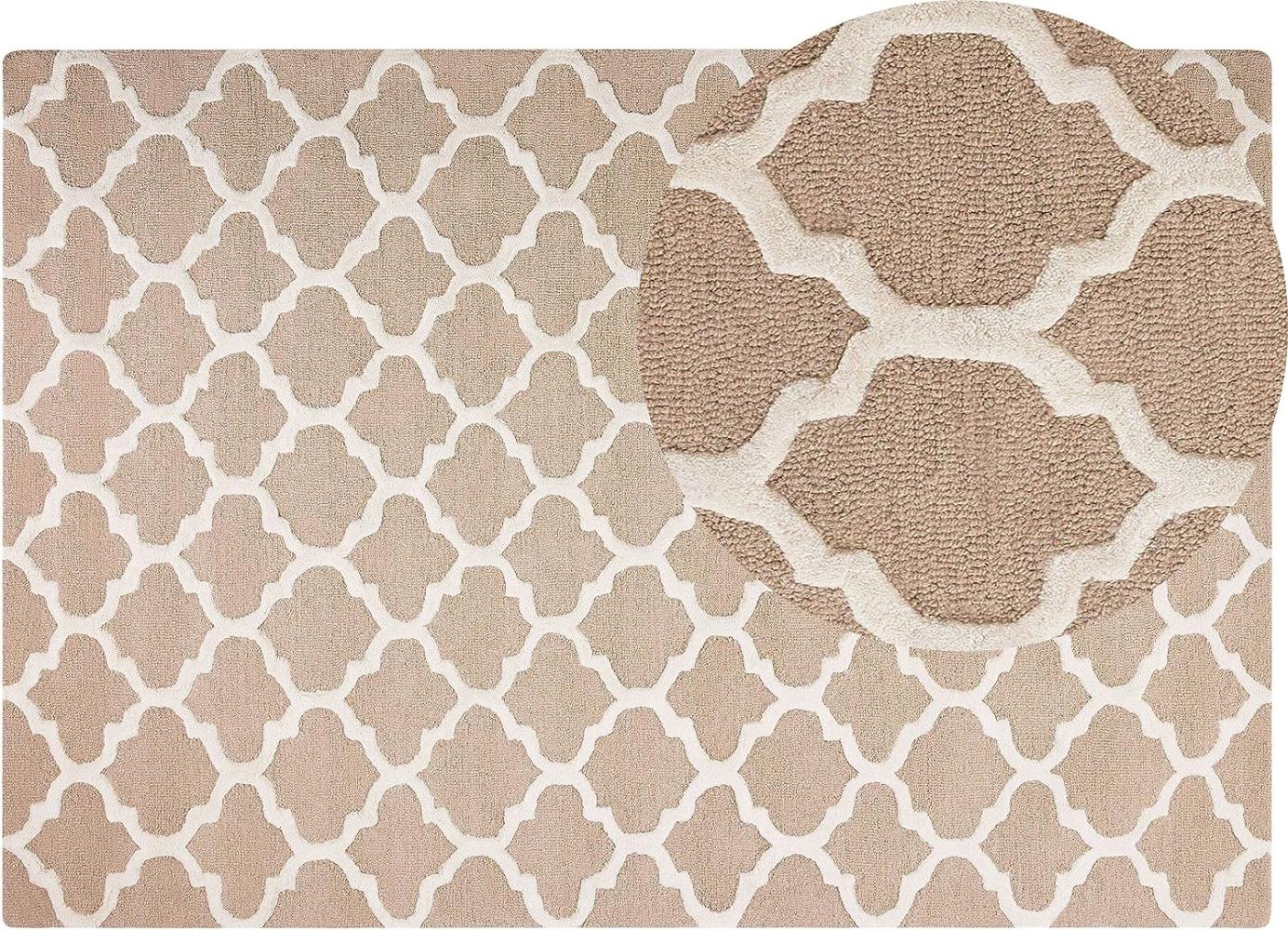 Teppich beige 160 x 230 cm marokkanisches Muster Kurzflor ERBAA Bild 1