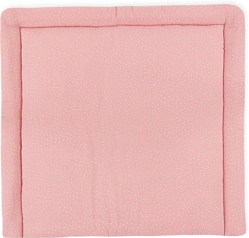KraftKids Wickelauflage in Musselin rosa Punkte, Wickelunterlage 85x75 cm (BxT), Wickelkissen Bild 1