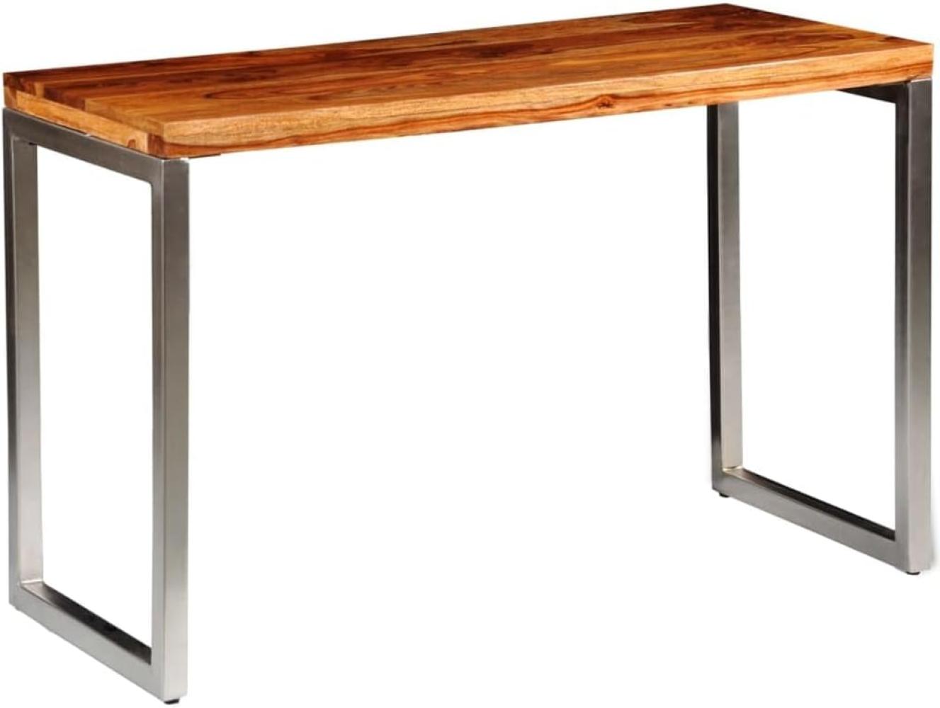 Schreibtisch mit Stahlbeinen, Massivholz Palisander, 115 x 55 x 76 cm Bild 1