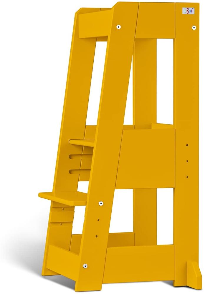 tiSsi 'Felix' Lernturm, Tritt 3-fach höhenverstellbar, Buche gelb, Massivholz Bild 1