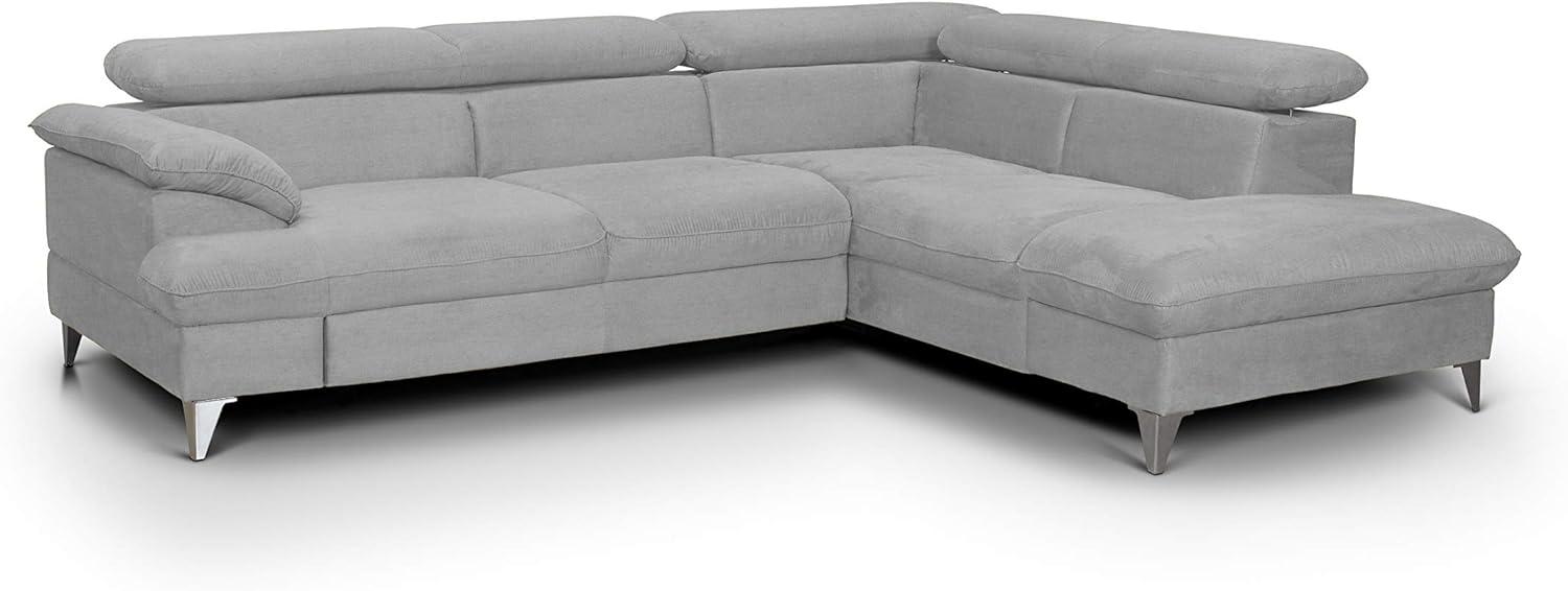 Mivano Eckcouch David / Modernes Sofa in L-Form mit verstellbaren Kopfteilen und Ottomane / 256 x 71 x 208 / Mikrofaser-Bezug, Grau Bild 1