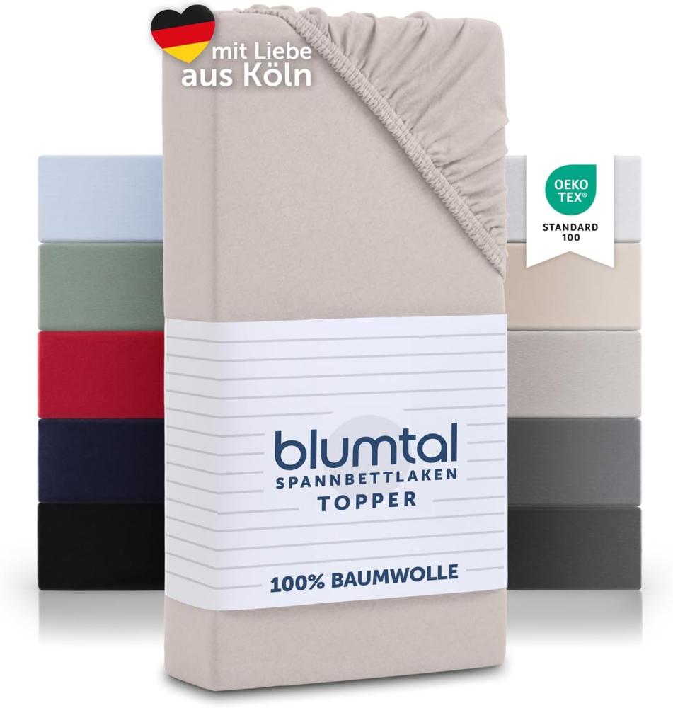 Blumtal® Basics Jersey (2er-Set) Spannbettlaken 140x200cm -Oeko-TEX Zertifiziert, 100% Baumwolle Bettlaken, bis 7cm Topperhöhe, Elfenbein Bild 1