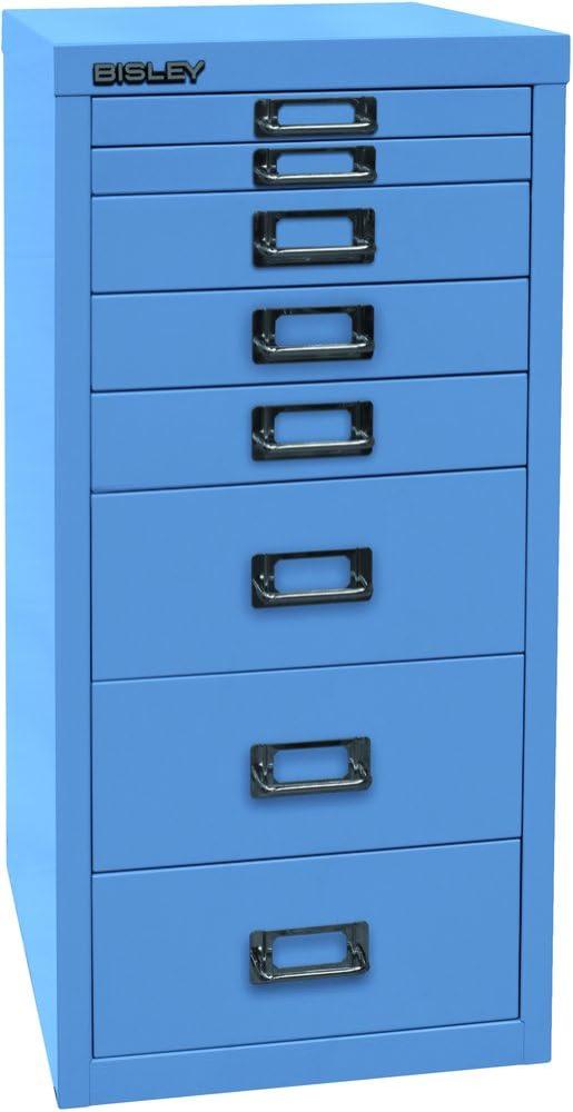 BISLEY MultiDrawer, 29er Serie, DIN A4, 8 Schubladen, Metall, 605 Blau, 38 x 27. 9 x 59 cm Bild 1