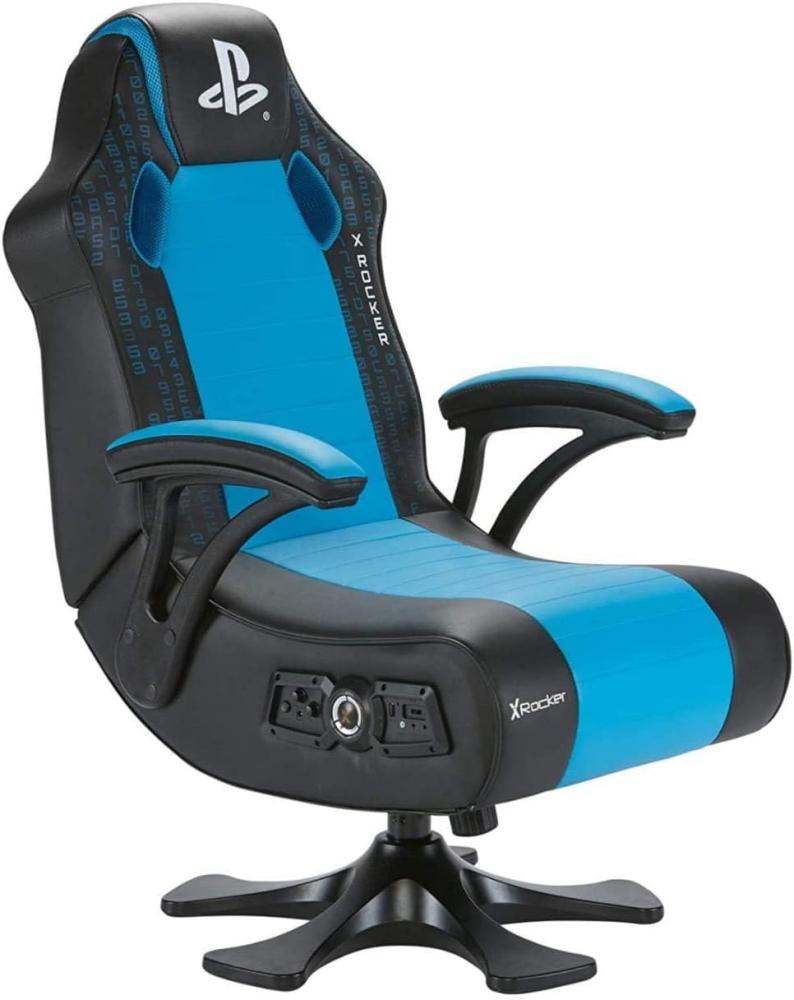 Playstation 'X Rocker Legend 2.1' Pedestal Gaming Sessel mit 2.1 Soundsystem, Vibration & Bluetooth, Kunstleder blau/schwarz, 102,5 x 78 x 65 cm Bild 1