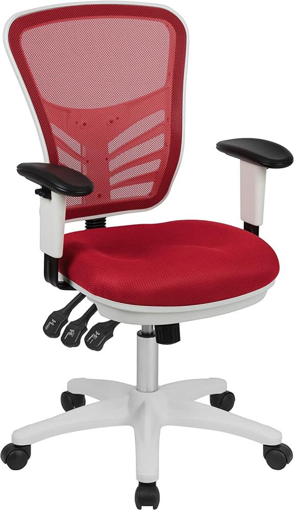 Flash Furniture Bürostuhl, Plastik, Roter Netzstoff, weißer Rahmen, 68. 58 x 64. 77 x 112. 4 cm Bild 1