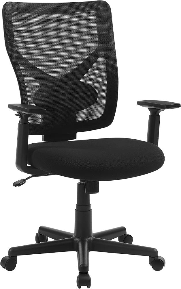 SONGMICS Bürostühle bis 120kg belasrbar Netzrücken höhenverstellbar ergonomisch mit verstellbarer Lendenstütze und Armlehnen Schwarz OBN36BK Bild 1