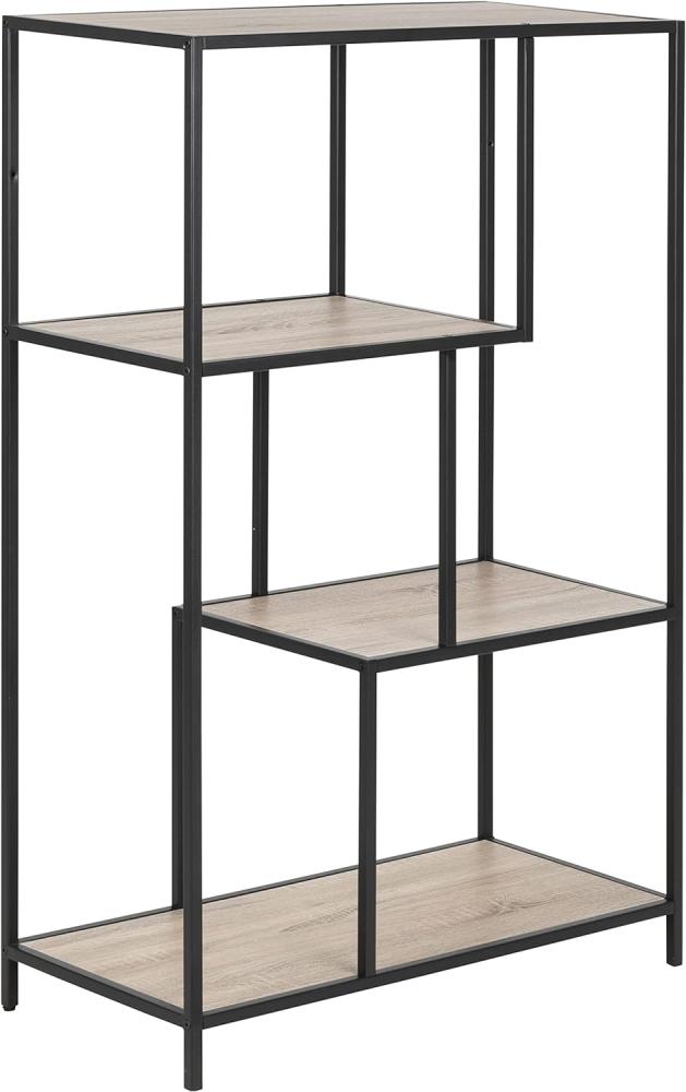 AC Design Furniture Jörn Asymmetrisches Bücherregal mit 3 Ablagen, H: 114 x B: 77 x T: 35 cm, Sonoma Eiche Optik/Schwarz, Holz/Metall, 1 Stk. Bild 1