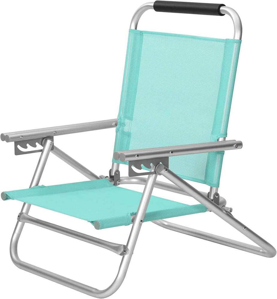 Strandstuhl mit Armlehnen Tragbarer Klappstuhl Rückenlehne 4-stufig verstellbar Grün GCB065C01 Bild 1