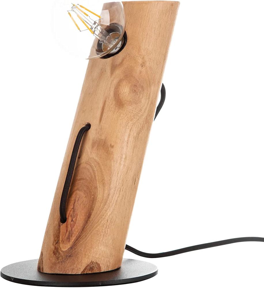 Tischleuchte Bürolampe, Eukalyptusholz, rund braun D 9 cm Bild 1