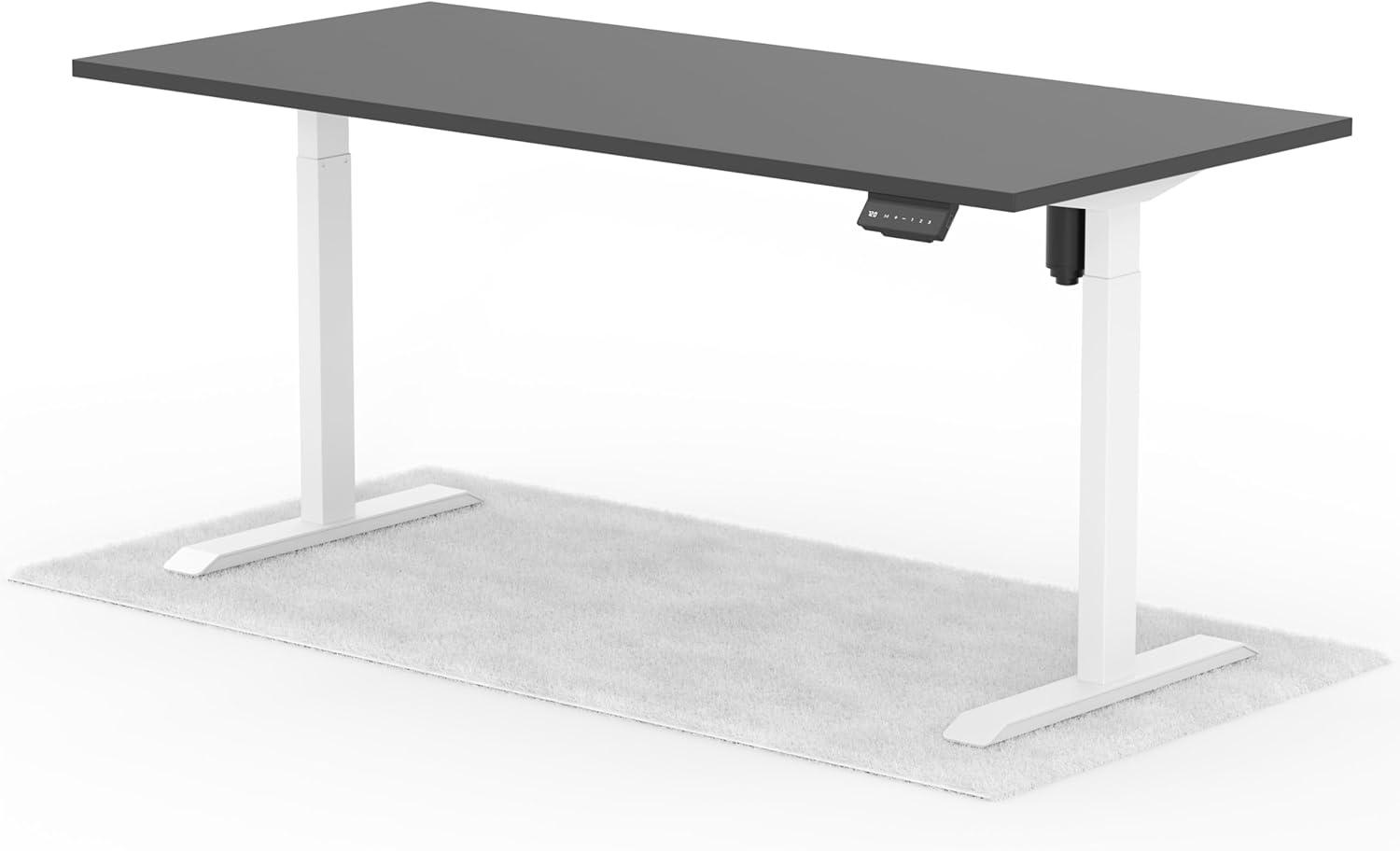 elektrisch höhenverstellbarer Schreibtisch ECO 180 x 80 cm - Gestell Weiss, Platte Anthrazit Bild 1