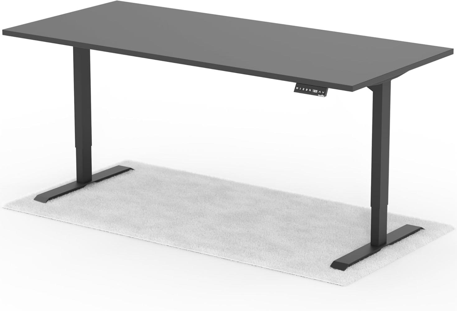 elektrisch höhenverstellbarer Schreibtisch DESK 200 x 90 cm - Gestell Schwarz, Platte Anthrazit Bild 1