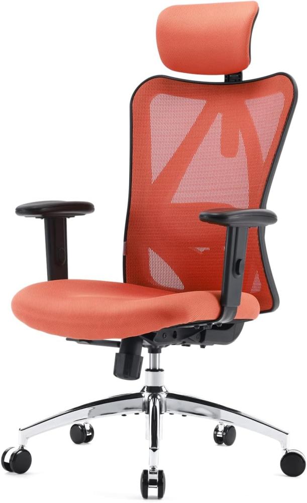 SIHOO Bürostuhl Ergonomischer Schreibtischstuhl, Drehstuhl hat Verstellbarer Lordosenstütze, Kopfstütze und Armlehne, Höhenverstellung und Wippfunktion, Rückenschonend, Bis 150kg/330LB Belastbar Bild 1