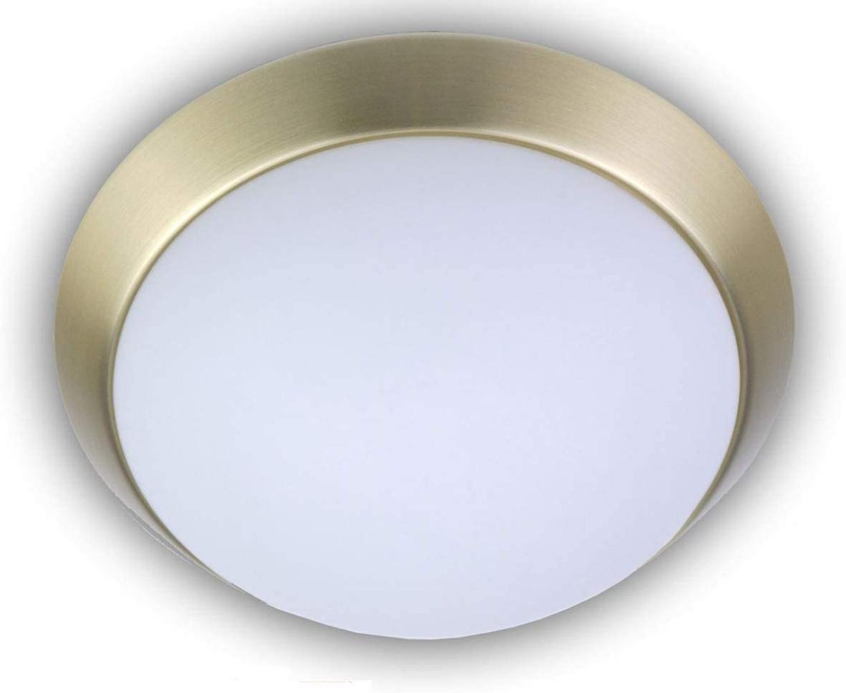 LED Deckenleuchte Deckenschale Opalglas matt Dekorring Messing matt, Ø 40cm Bild 1