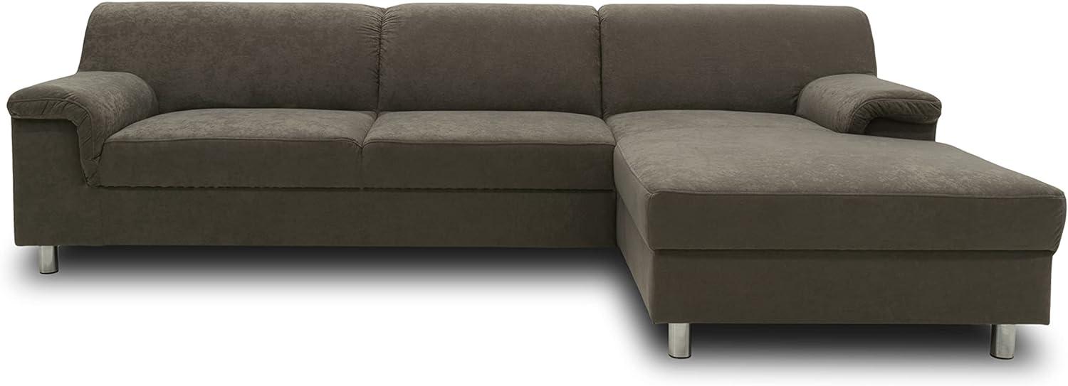 DOMO. collection Jamie Ecksofa, Sofa mit Schlaffunktion, Couch in L-Form, modernes Schlafsofa, grau, 251x150x72 cm Bild 1