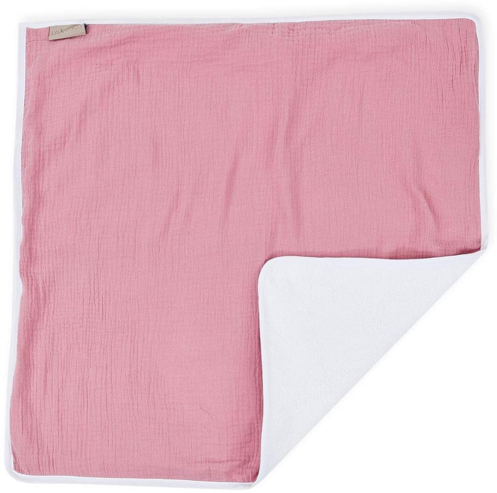 KraftKids Wickeltischunterlage Musselin rosa, Windelmatte aus 100% Baumwolle, wasserundurchlässige Reise-Wickelunterlage Bild 1