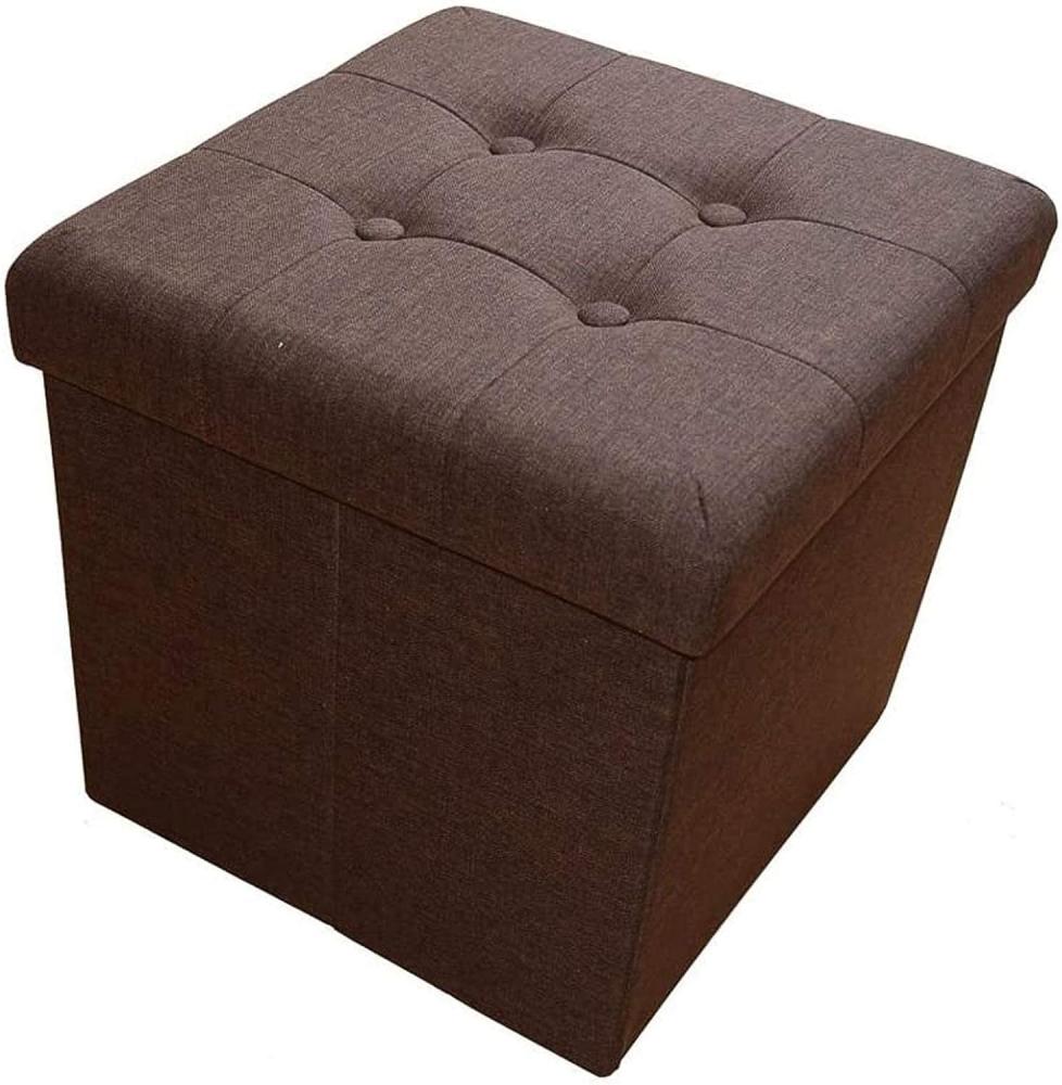Style home Sitzhocker Sitzbank mit Stauraum, Faltbare Aufbewahrungsbox Sitztruhe Sitzwürfel Fußablage, belastbar bis 300 kg, aus Leinen, 38 * 38 * 38 cm (Dunkelbraun) Bild 1