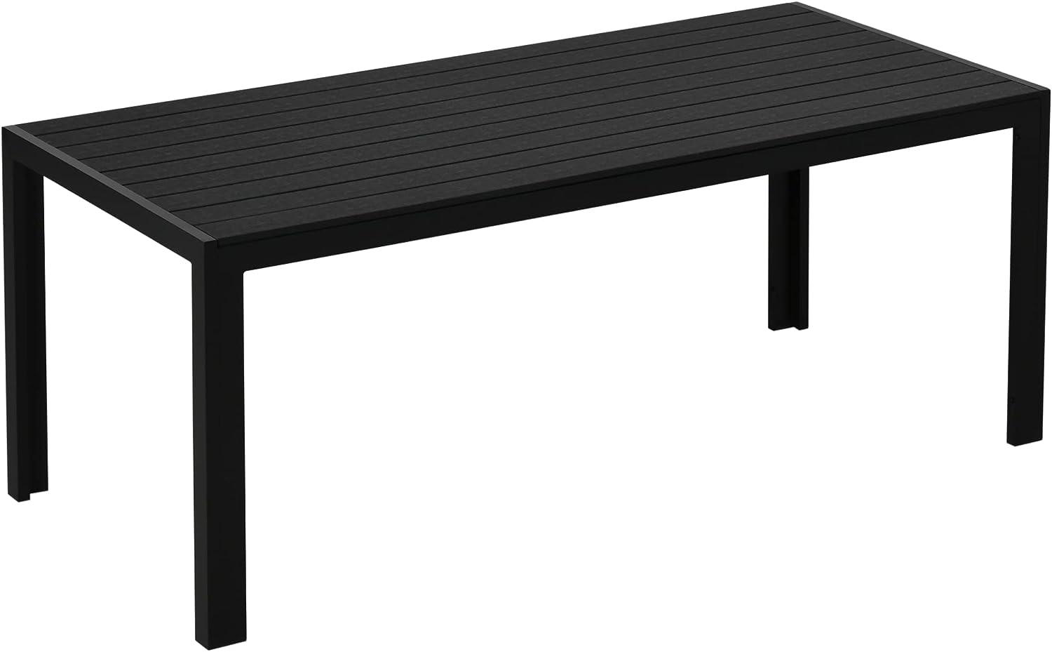 Outsunny Gartentisch Aluminium Tisch Garten Terrasse Holz-Kunststoff WPC Non-Wood schwarz Bild 1