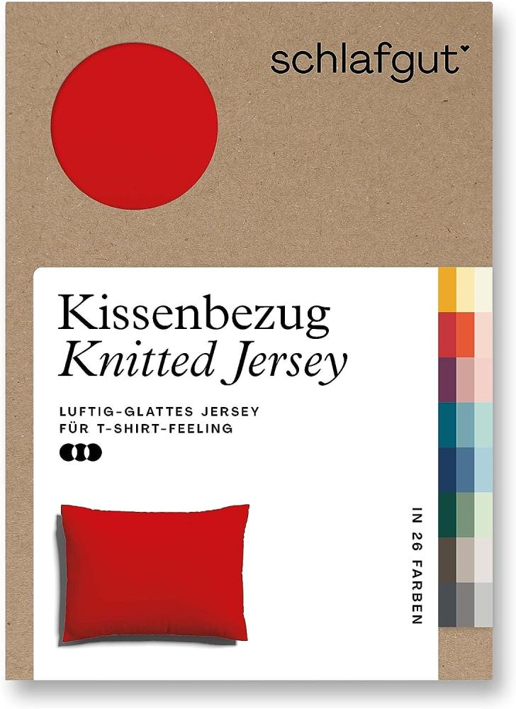 Schlafgut Knitted Jersey Bettwäsche | Kissenbezug einzeln 70x90 cm | red-deep Bild 1