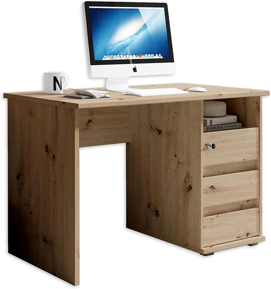 PRIMUS 1 Schreibtisch mit Schubladen, Artisan Eiche Optik - Bürotisch Computertisch fürs Homeoffice mit Stauraum und offenem Ablagefach - 110 x 75 x 65 cm (B/H/T) Bild 1
