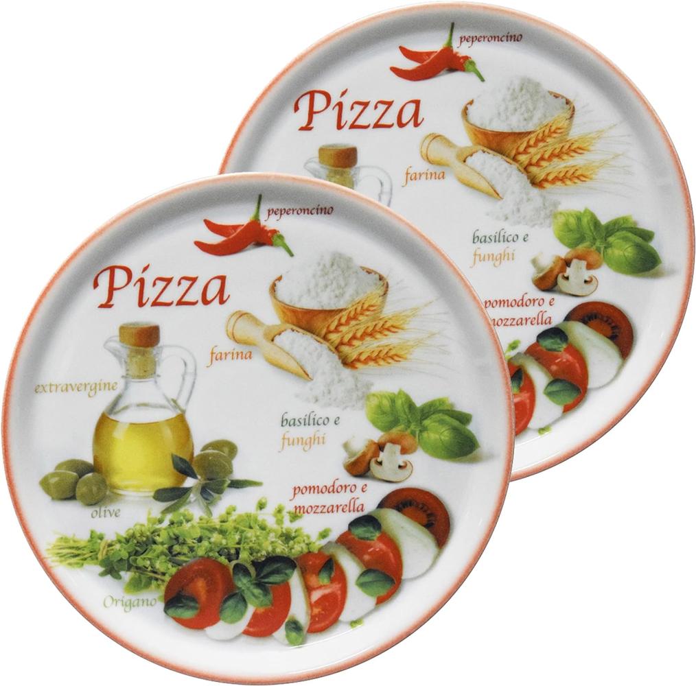 2er Set Pizzateller Napoli Red Ø 33,8 cm Servier-Platte XL-Teller Porzellan Bild 1