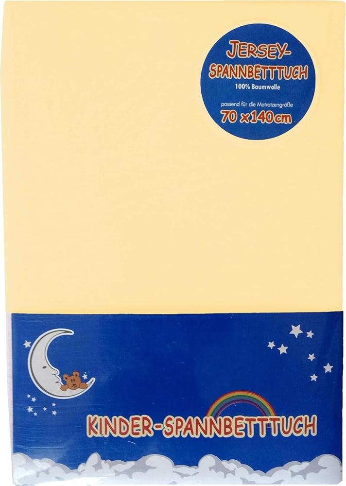 HANH Jersey-Spannbettlaken für Kinderbett, 70x140 cm, gelb Bild 1