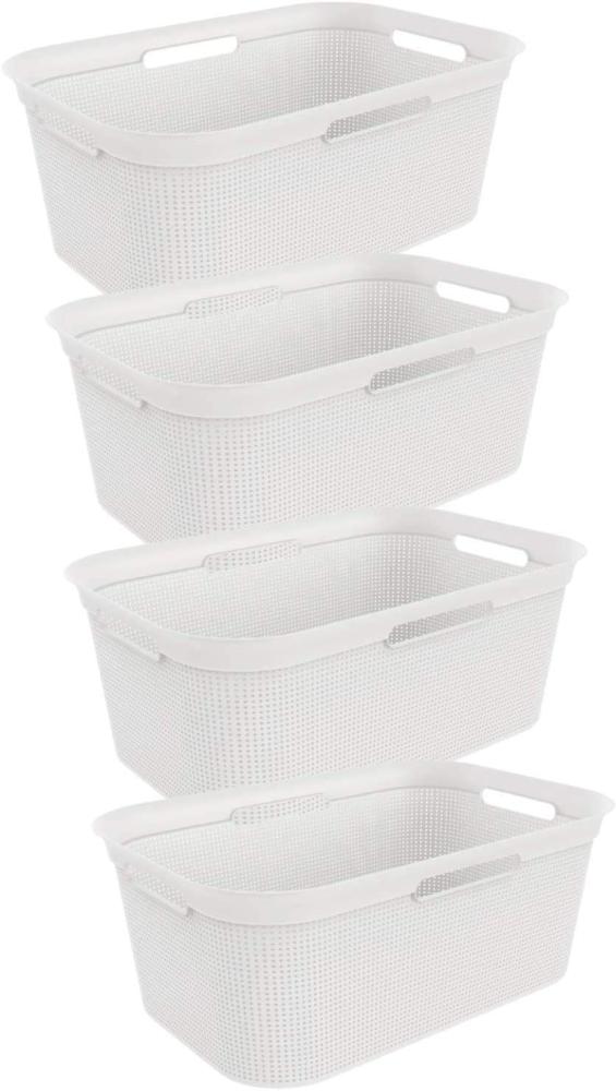 Rotho 4er-Set Wäschekorb 40 l, Kunststoff (PP), weiss, 40 Liter (59, 6 x 39, 6 x 23, 2 cm) Bild 1