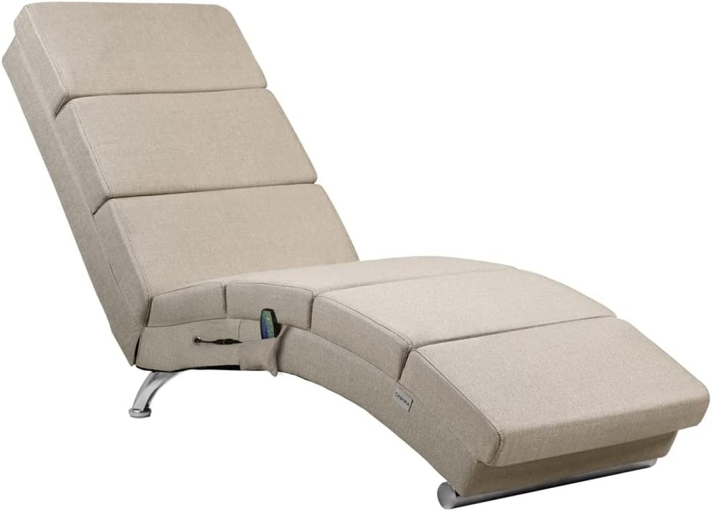 Casaria Relaxliege XXL London Massage- Heizfunktion Ergonomisch 186cm Relaxsessel Loungesessel Chaiselongue Stoff Beige Bild 1