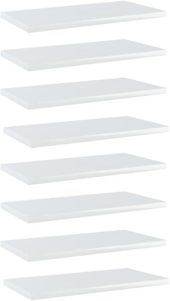 vidaXL Bücherregal-Bretter 8 Stk. Hochglanz-Weiß 40x20x1,5 cm Bild 1
