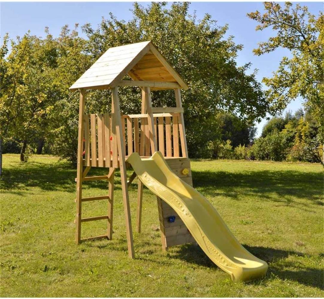 Wendi Toys Holz Spielturm Falke | inkl. Rutsche und Kletterwand | Natur | 280x110x270 cm Bild 1