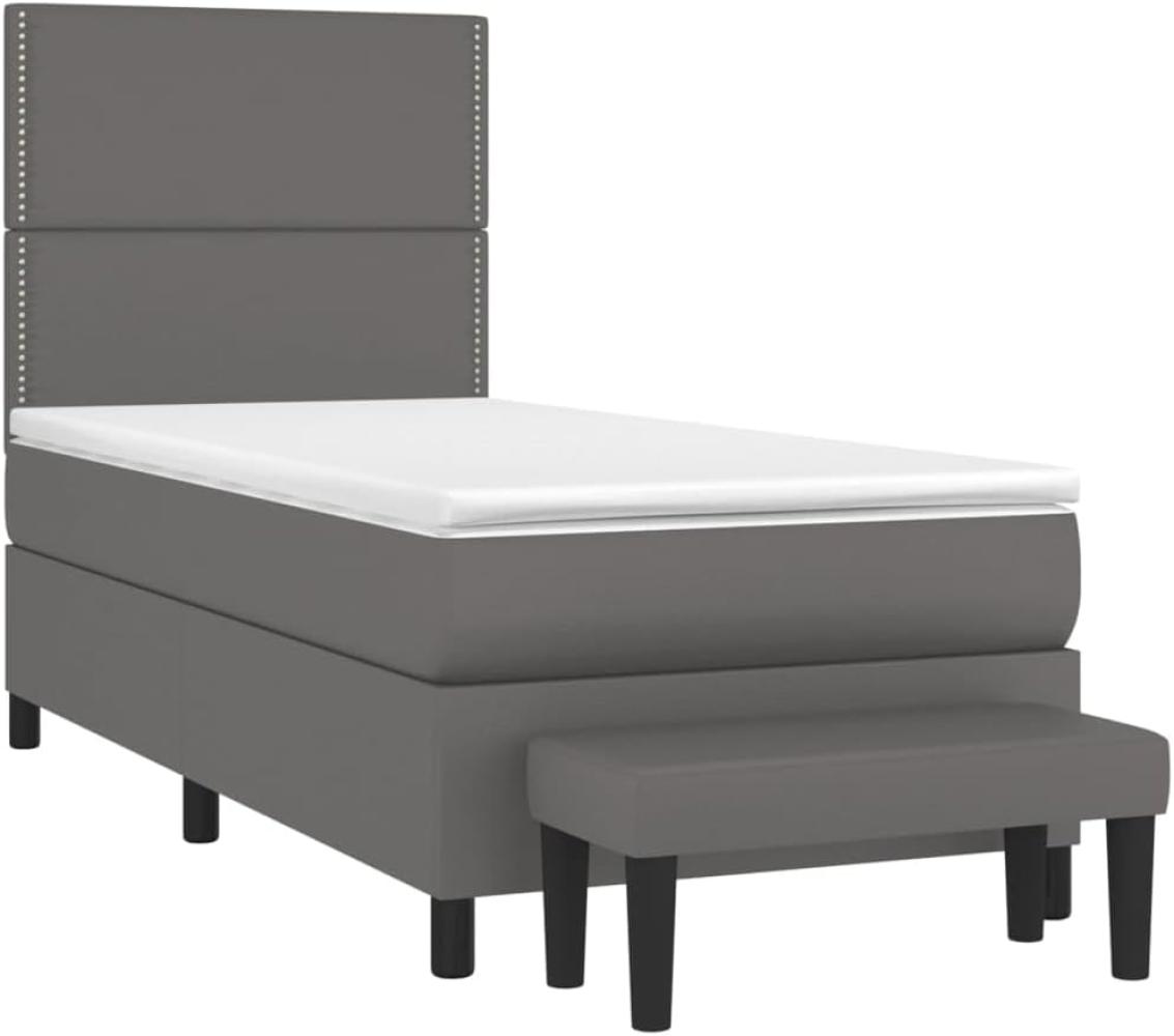 Boxspringbett mit Matratze Grau 90x200 cm Kunstleder Bild 1