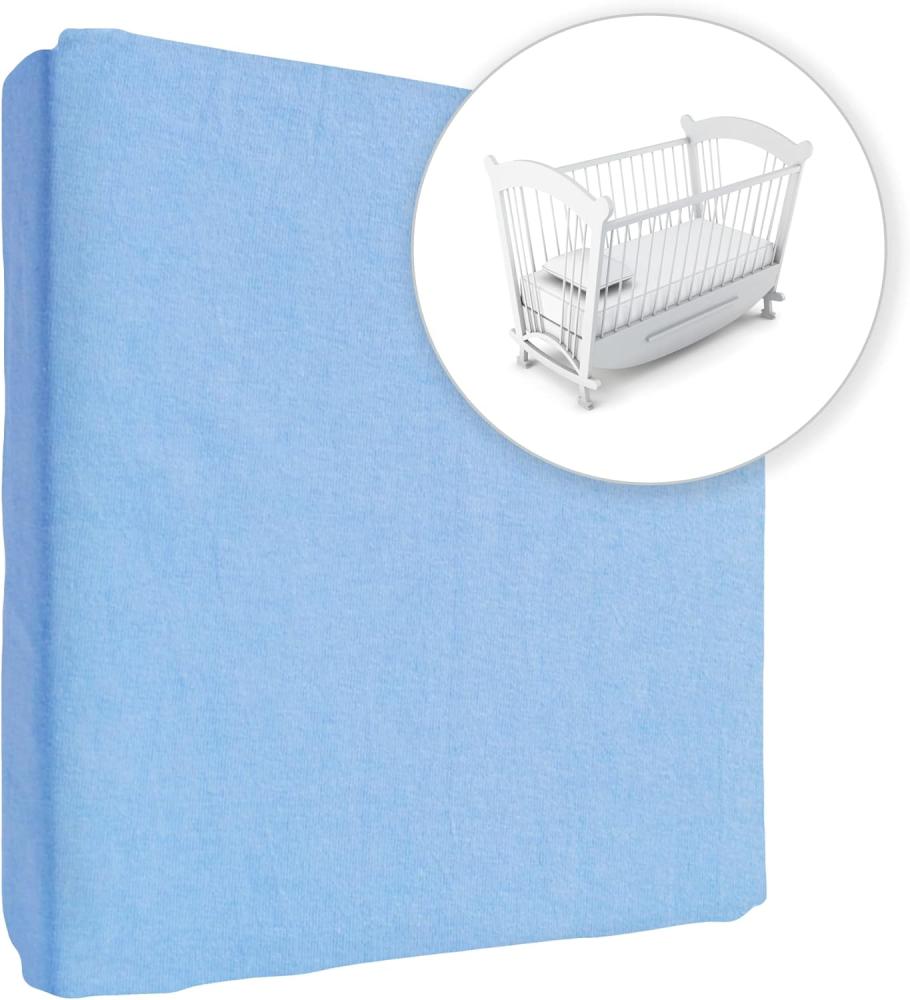 Jersey 100% Baumwolle Spannbetttüch, Passend für 90 x 40 Babybett Matratze (Blau) Bild 1
