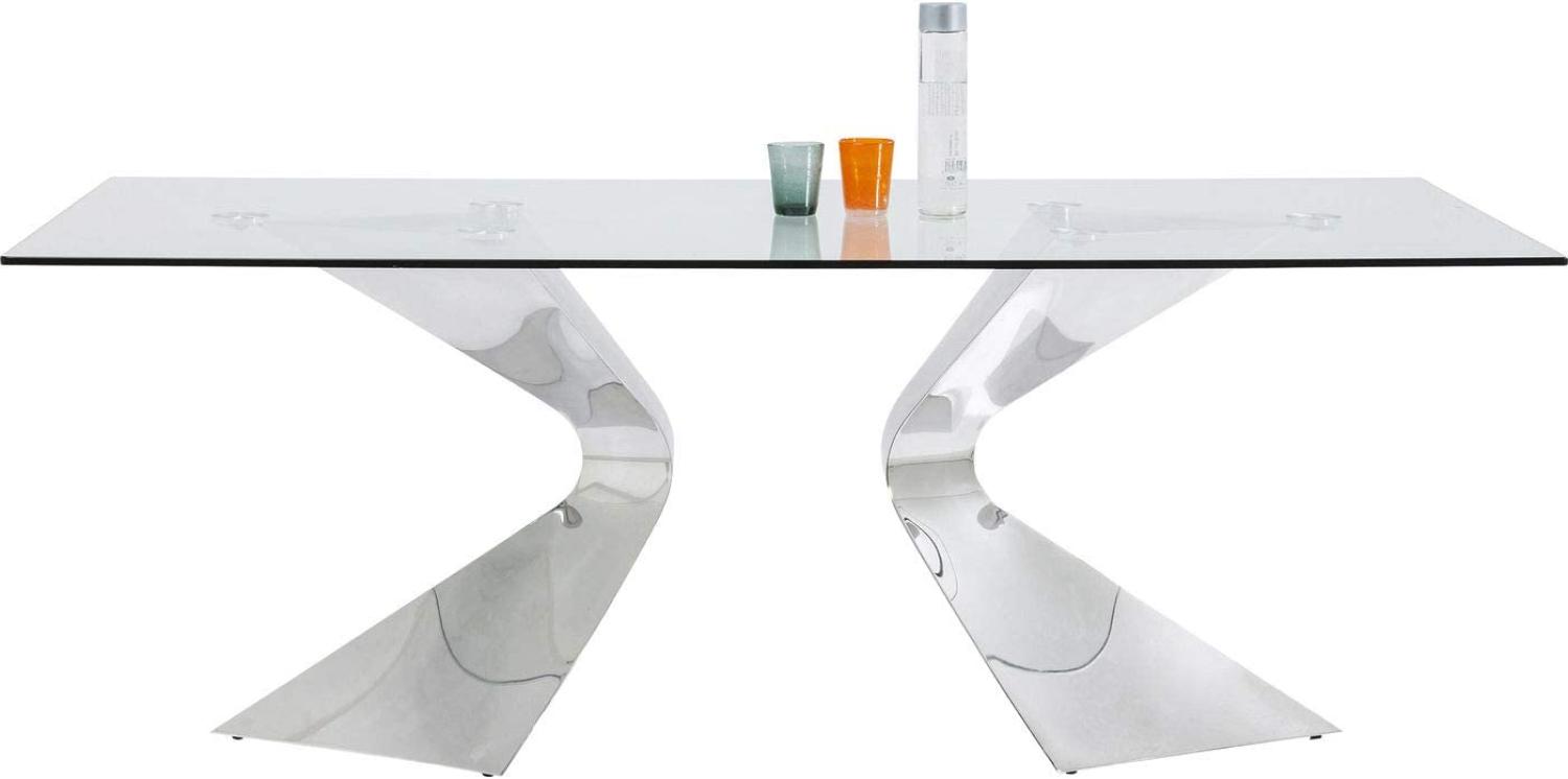 Kare Design Tisch Gloria chrome, Glastisch chrome, Luxus Glastisch, extravaganter Esstisch, (H/B/T) 75x200x100cm Bild 1