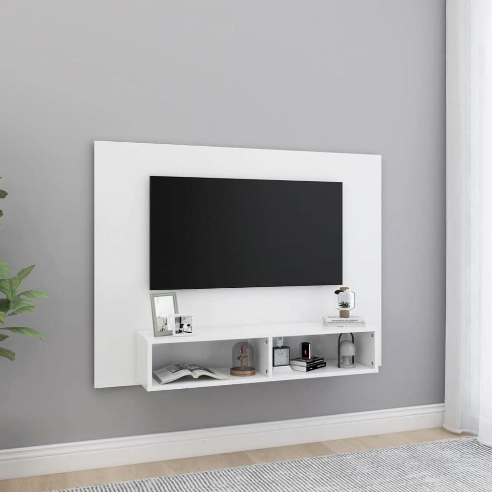 TV-Wandschrank Weiß 120x23,5x90 cm Spanplatte, Mit Beleuchtung [808269] Bild 1