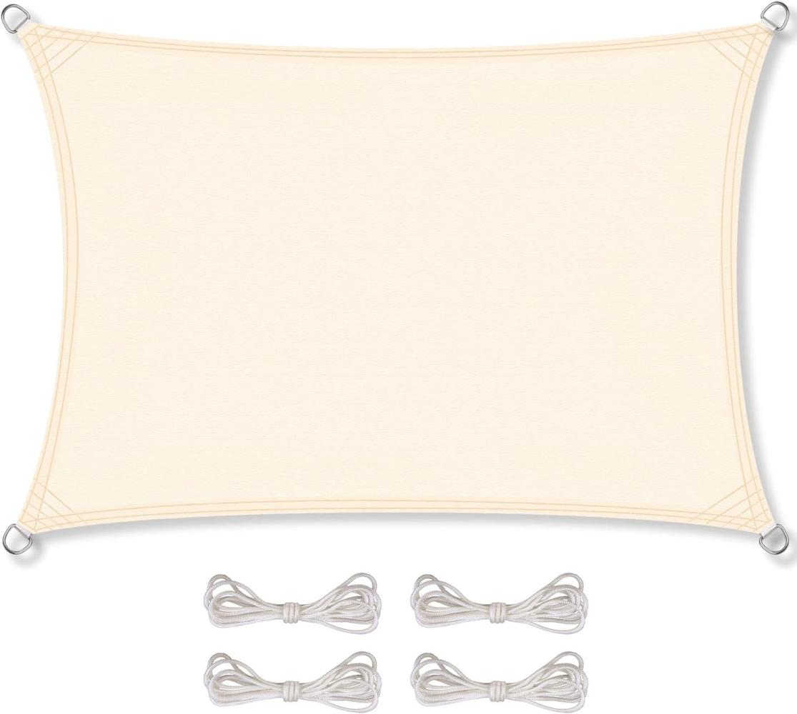 CelinaSun Sonnensegel inkl Befestigungsseile Premium PES Polyester wasserabweisend imprägniert Rechteck 2 x 3 m Creme weiß Bild 1