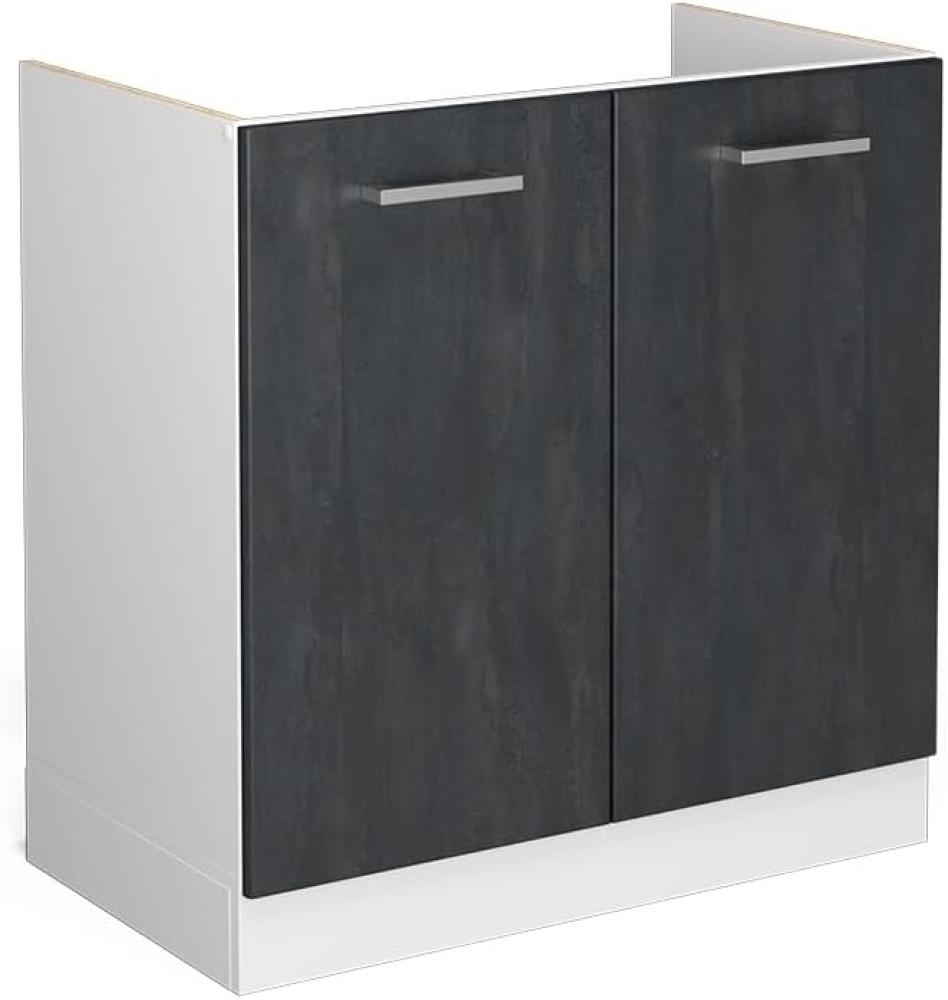 Vicco Spülenunterschrank R-Line, Schwarz Beton/Weiß, 80 cm ohne Arbeitsplatte Bild 1