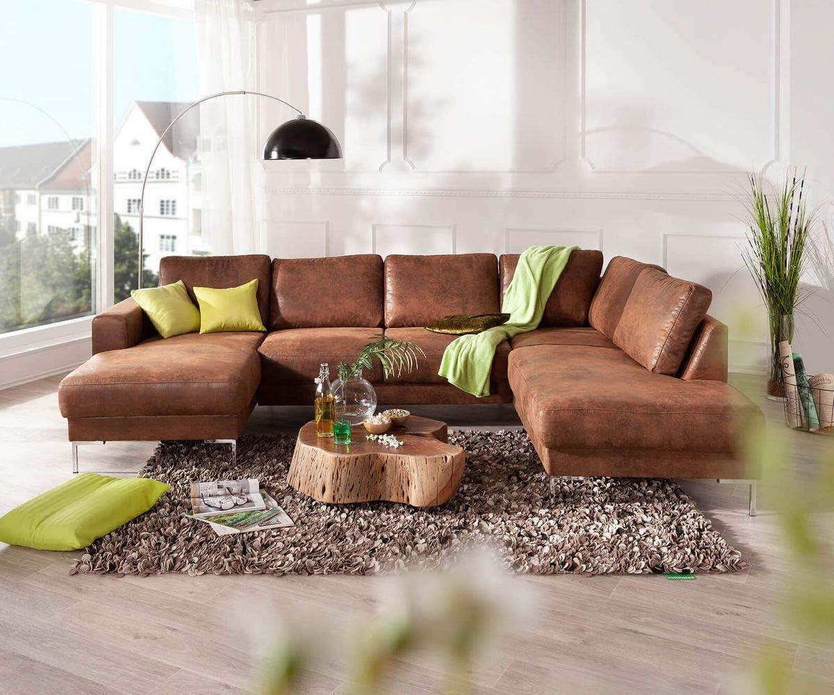 Couch Silas Braun Antik Optik 300x200 cm Ottomane Rechts Designer Wohnlandschaft Bild 1