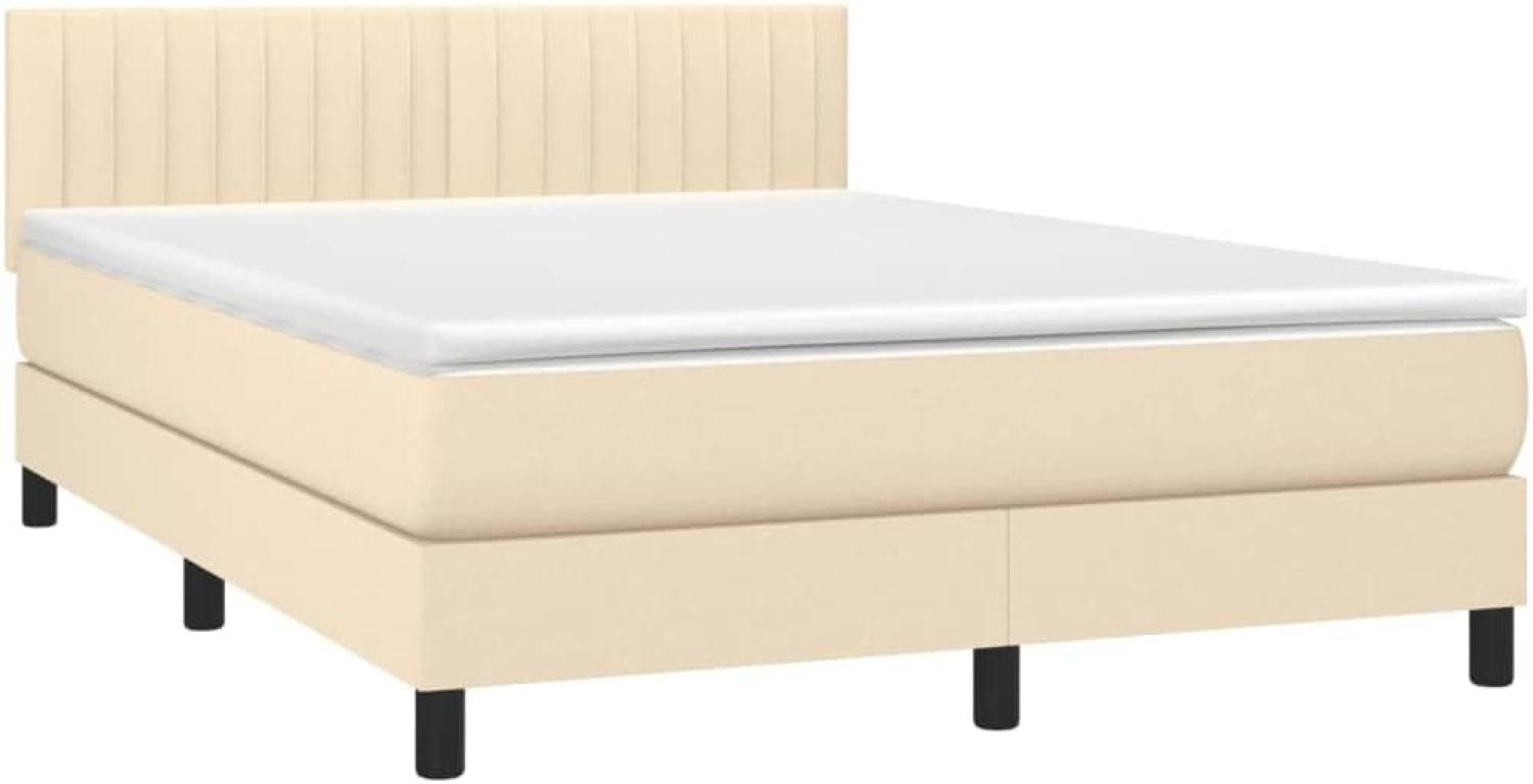 vidaXL Boxspringbett mit Matratze & LED Creme 140x200 cm Stoff Bild 1