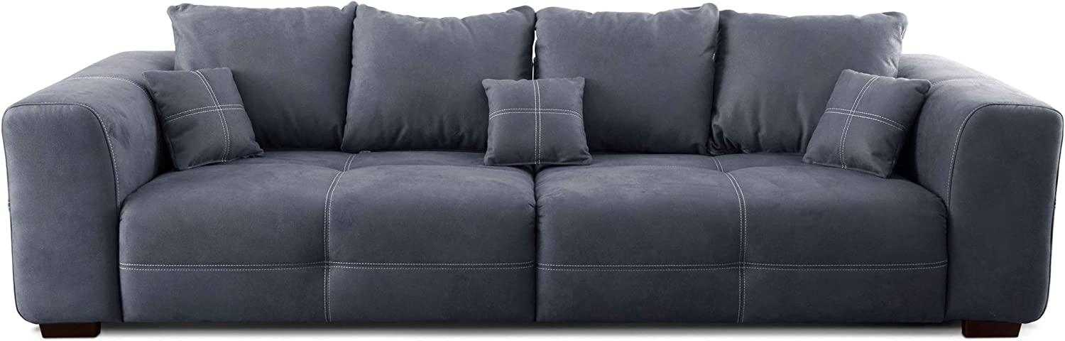 Cavadore Big Sofa Mavericco / XXL Couch im modernen Design / Inklusive Rückenkissen und Zierkissen / 287 x 69 x 108 cm (BxHxT) / Mikrofaser Grau Bild 1
