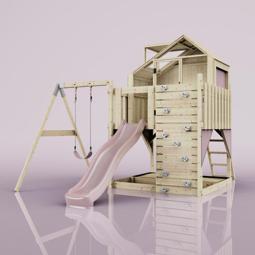 PolarPlay Spielturm Madita aus Holz in Rosa Bild 1