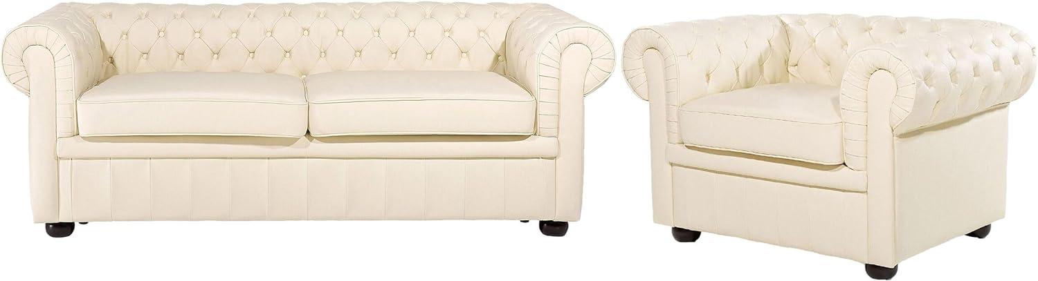 Sofa Set Leder creme 4-Sitzer CHESTERFIELD Bild 1