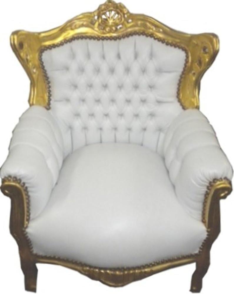 Casa Padrino Barock Kinder Sessel Weiß / Gold - Barock Kinder Möbel Bild 1