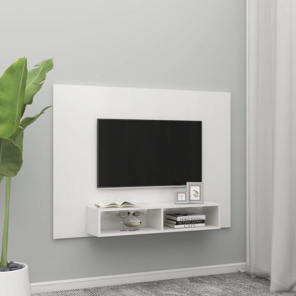 TV-Wandschrank Hochglanz-Weiß 135x23,5x90 cm Holzwerkstoff Bild 1