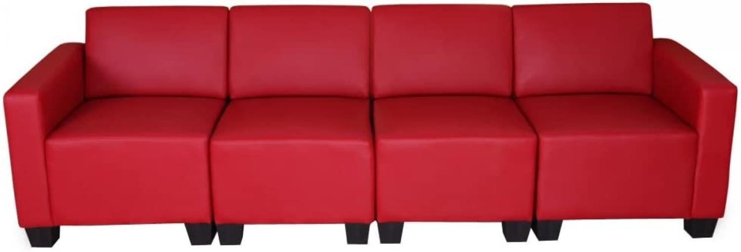 Modular 4-Sitzer Sofa Couch Lyon, Kunstleder ~ rot Bild 1