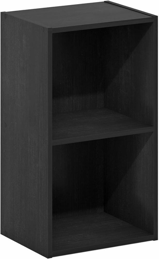 Furinno Pasir 2-stufiges Bücherregal mit offenem Regal, Schwarzes Holz Bild 1
