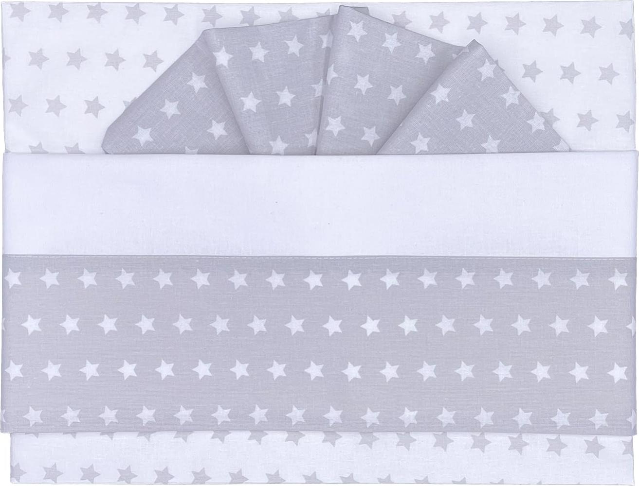 ANDY & HELEN Set 3-teilig 2/113F1 grau Maxi Kinderbett. Spannbettlaken + Bezug Muster Sterne - 230 g Bild 1