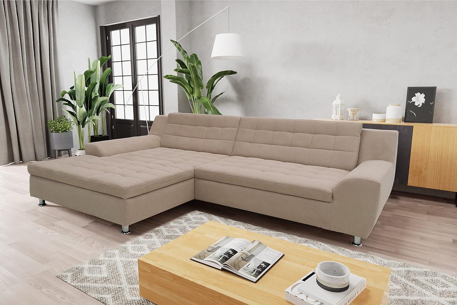 DOMO Collection Merida Ecksofa, Sofa in L-Form, Eckcouch, Polstergarnitur in taupe Bild 1