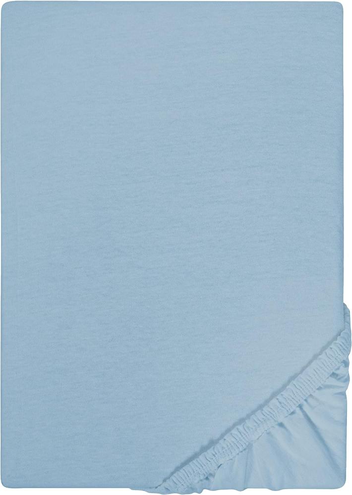Biberna Jersey-Stretch Spannbettlaken Spannbetttuch 180x200 cm - 200x200 cm Blau Bild 1