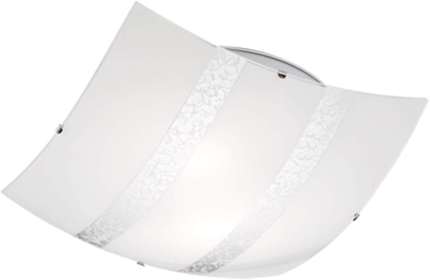 Deckenleuchte NIKOSIA Glas Lampenschirm 40x40cm, Weiß-Silber Bild 1