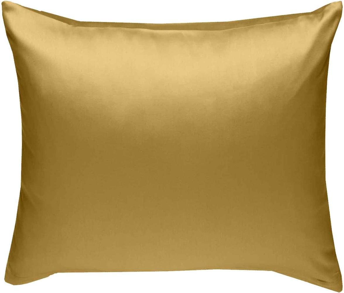 Bettwaesche-mit-Stil Mako-Satin / Baumwollsatin Bettwäsche uni / einfarbig gold Kissenbezug 50x50 cm Bild 1